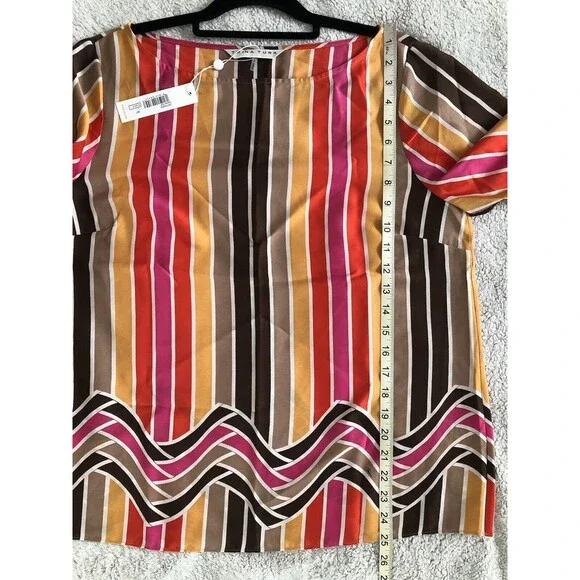 Trina Turk Dawn Top Womens Large Retro Stripe Mod 60s 70s Colorful Disco Party - Picture 10 of 11